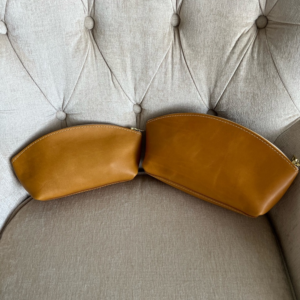 Set of 2 Portland Leather Pouches in Sunflower